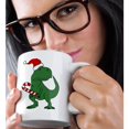 thumbnail image 2 of 3drose, Cute Funny Funky Green T-rex Dinosaur in Santa Hat Christmas, 11oz Mug, 2 of 6