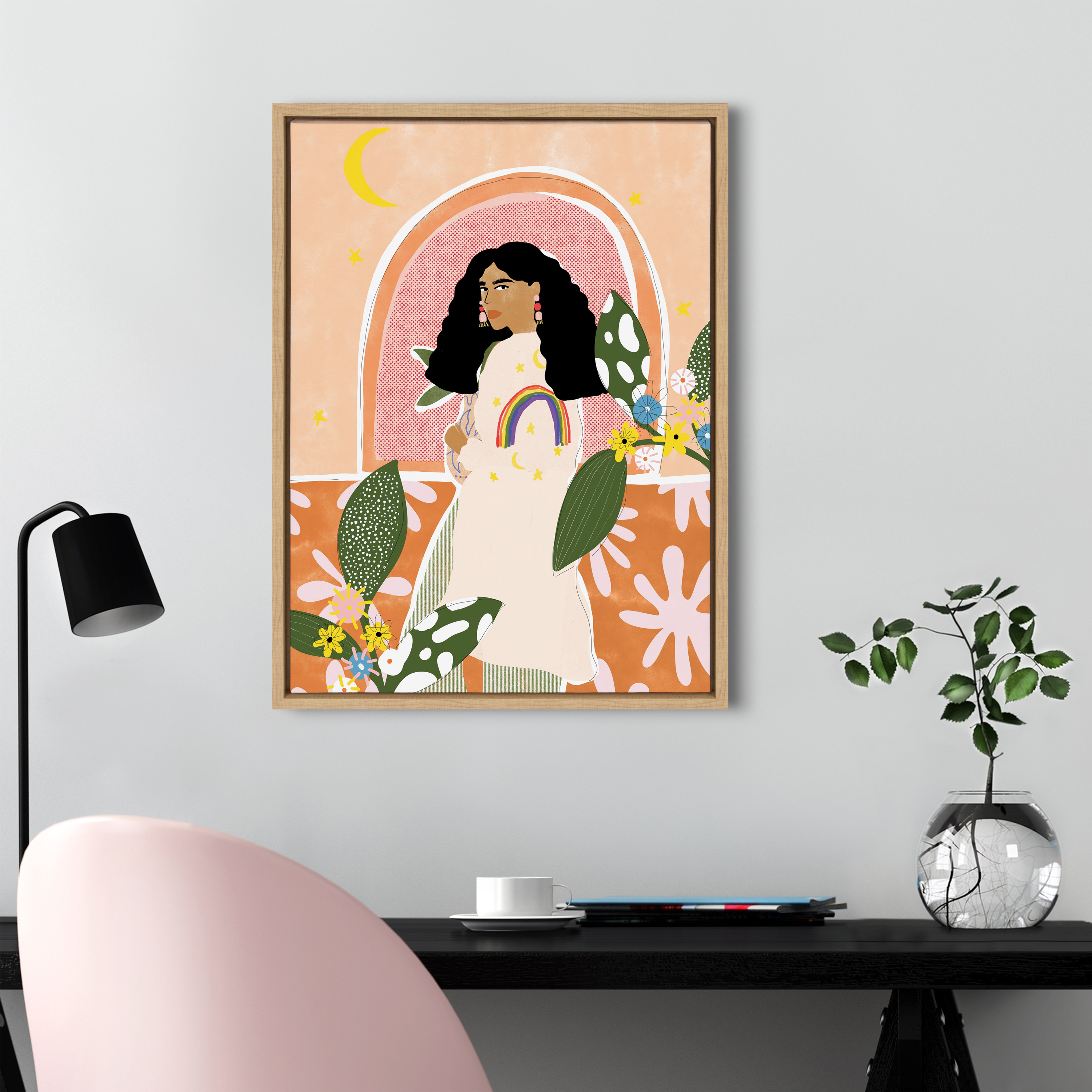 Kate and Laurel Words, Black Framed Canvas Art Print, 18x24