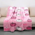 thumbnail image 6 of Soft & Cozy Pink Pumpkin Print Flannel Throw Blanket - Versatile All-Season Comfort, Perfect for Bed, Sofa, Camping & Travel - Easy-Care, Reversible Design, 6 of 9