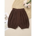thumbnail image 4 of Hansber Kids Boys Girls Solid Color Capri Pants Baby Bloomers Diaper Cover Loose Breathable Summer Coffee 130, 4 of 7