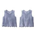 thumbnail image 5 of Embroidered Tops for Women Summer Floral Sleeveless Boho Tops Casual Crew Neck Blouse Loose Tank Tops M-XXL Blue M(M), 5 of 9