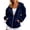 Navy, variant on Womens Velvet Zip Up Hoodie Long Sleeve Oversized Hooded Sweatshirt Fall Velour Y2K Jacket with Pockets 2026 Fashion Clothes