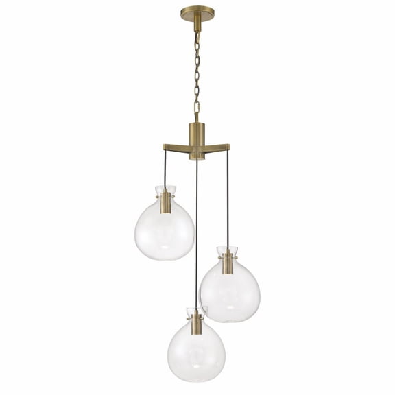 4743-AN-CL-Norwell Lighting-Selina - 3 LED Chandelier-42.5 Inches Tall and 22 Inches Wide-Antique Brass Finish