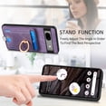 thumbnail image 4 of Nalacover 2-in-1 Magnetic Case for Google Pixel 7A, Back Wallet Case with Detachable Card Holder Ring Holder Stand Phone Cover for Google Pixel 7A, Vintage PU Leather Shockproof Case - Purple, 4 of 10