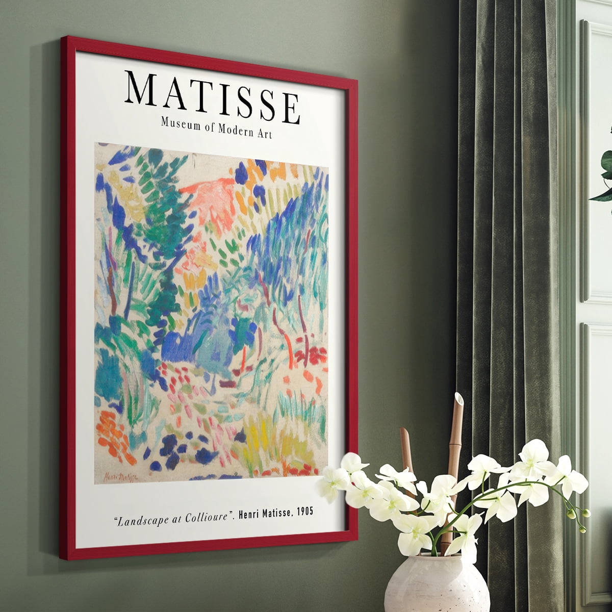 Matisse CLXXVI Framed Print in Red Solid Wood 22 x 28 Framed Print