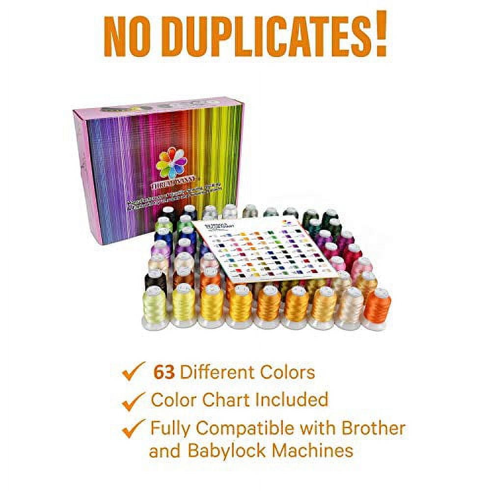 New 63 Brother Colors Embroidery Thread Set 1100yards 40wt Polyester Threads ThreadNanny Brand