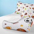 thumbnail image 4 of Manfei Cartoon Football Quilt King, Baseball Tennis Sports King Coverlet Set, White Brown Orange, Polka Dots Reversible 3-Piece, 1 Bedspread and 2 Pillowcases, 4 of 7