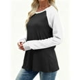 thumbnail image 7 of Busydd T Shirts for Women Casual Versatile Round Neck Tops for Women Trendy Color Block Womens Long Sleeve Tops XL, 7 of 7
