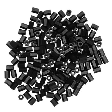 

200Pcs Female Thread Nylon Hex Standoff Pillar Black(M3X8)