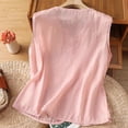 thumbnail image 5 of QUNYINEY Linen Tank Tops for Women Summer Vintage Tops Flowy Sleeveless Crew Neck Loose Fit Embroidered Women Shirts, 5 of 9