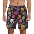 thumbnail image 2 of Picia Halloween Skeleton pattern Mens Swim Trunks with Compression Liner Stretch Beach Shorts Quick Dry with Zipper Pockets No-Chafing Board Shorts-X-Large, 2 of 9
