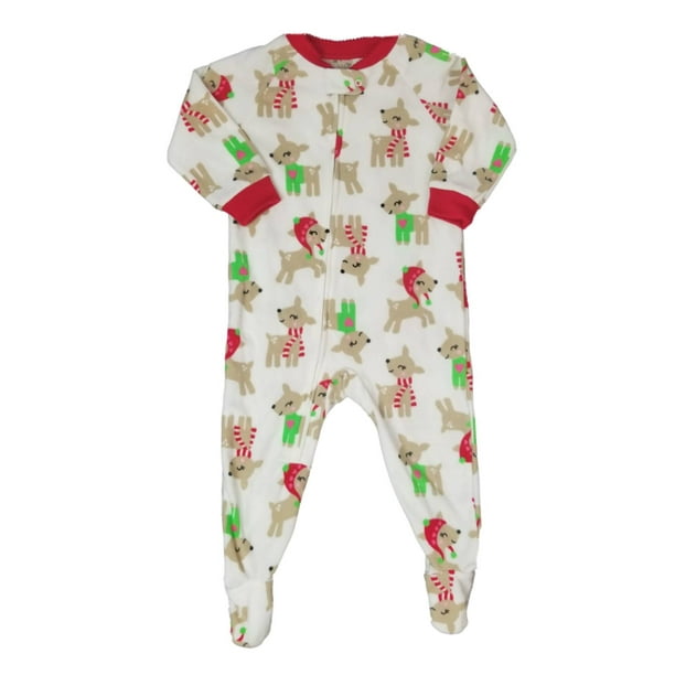 Carter's Carters Girls White Fleece Reindeer Sleeper Holiday