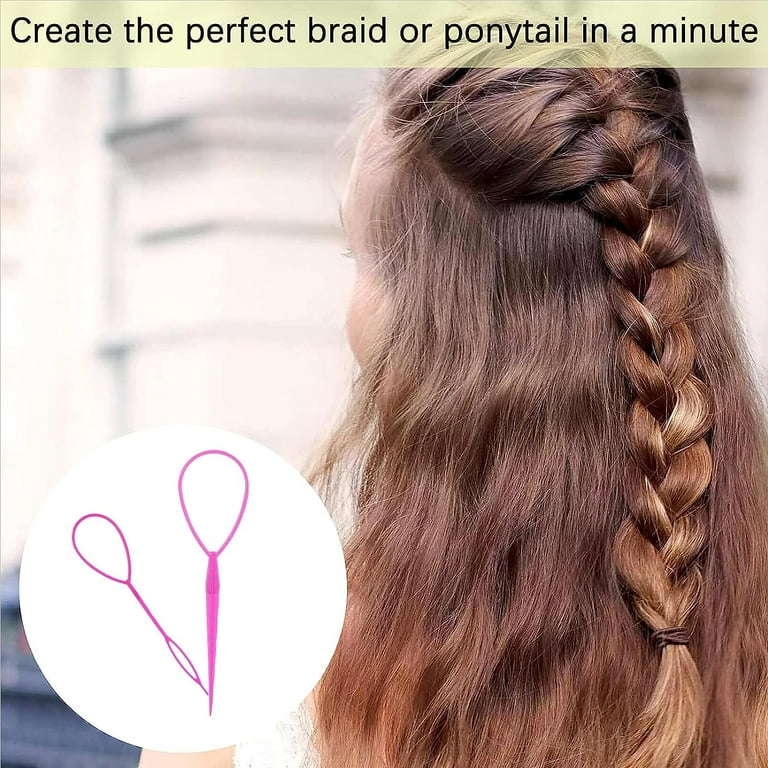 Ponytail Pull Through Hair Hoop Tool, 2pcs Braiding Tool topsy