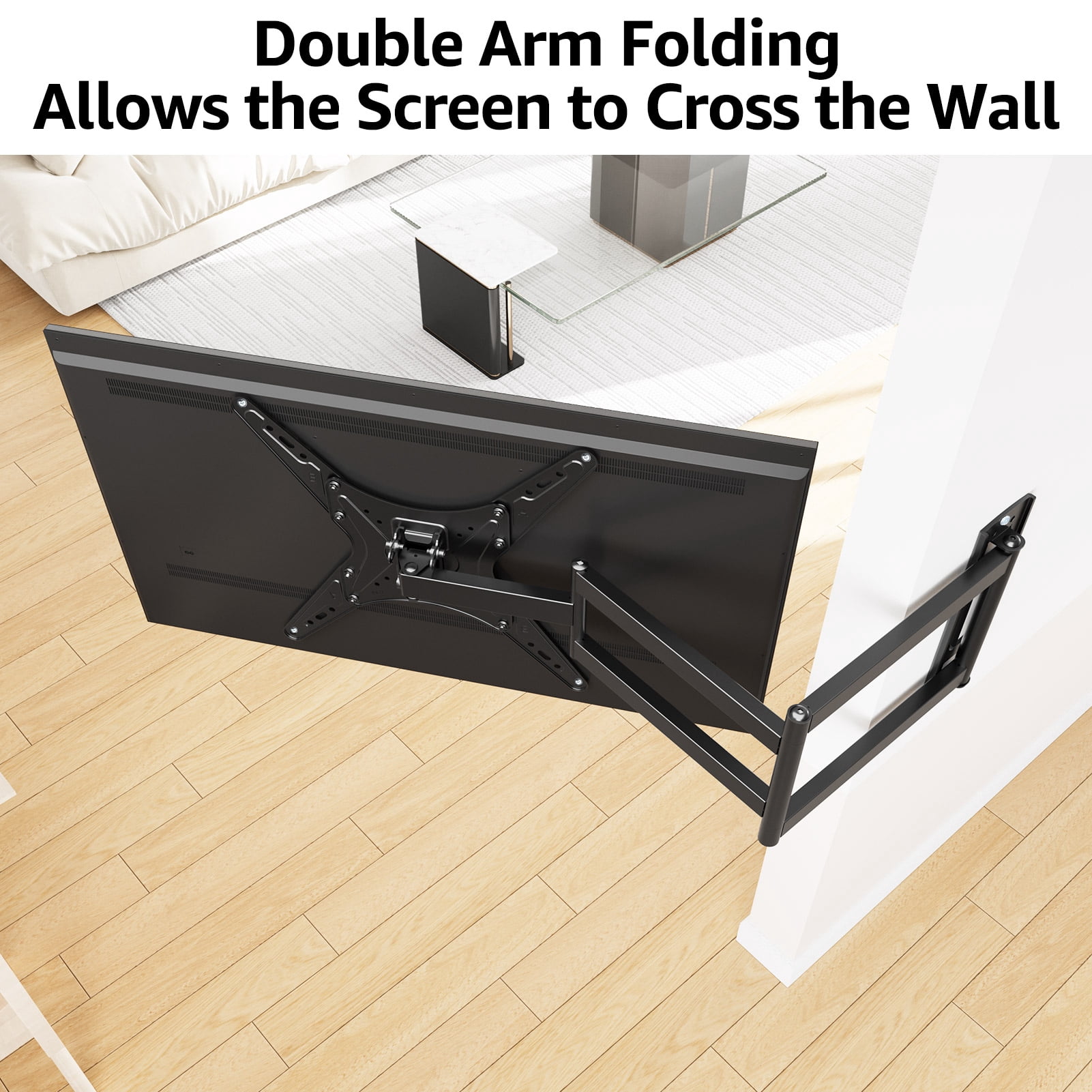 MOUNT PRO Full Motion Long Arm TV Wall Mount for Most 26-65 inch TVs, Max VESA 400x400mm and 77 lbs, with 37.4 inch Swivel Extension Arm, For Single Stud