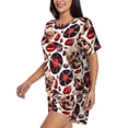 thumbnail image 2 of Lsque record lips Skull Women's Short-Sleeved Pajama Set - 2 Piece Soft and Lightweight Sleepwear Set-X-Large, 2 of 9