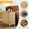 thumbnail image 2 of Fnova Side Tables with 3 Drawers, No Assembly Required, Narrow End Tables for Living Room, Nightstand Bedside Table for Bedroom, Woodtone, 2 of 11