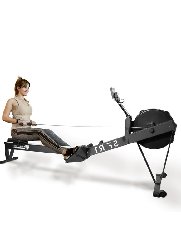 BalanceFrom Rowing Machine, Easy Storage Rowing Machine with Extended Slide Rail, Max 330 LBS Wind Resistance Rowing Machine with LCD, 10 Levels of Adjustable Air Resistance