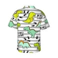 thumbnail image 3 of Picia Funny Dinosaurs on Stripes Gentle Cotton Regular Fit Short Sleeve Casual Hawaiian Shirt for Men-Medium, 3 of 9