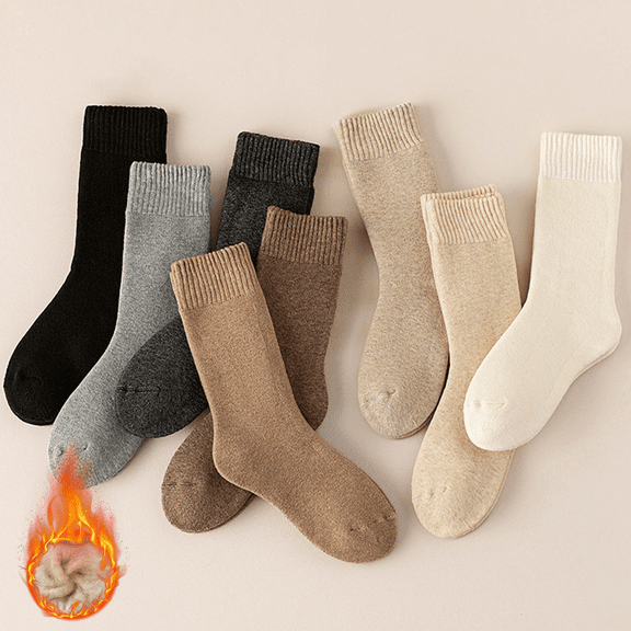 Fakrich 4 Pairs Wool Socks Mens,Thermal Warm Soft Socks for Men,Thick Winter Mens Socks,Thick Insulated Heated Socks for Heavy Duty Cold Weather Outdoor(Black)