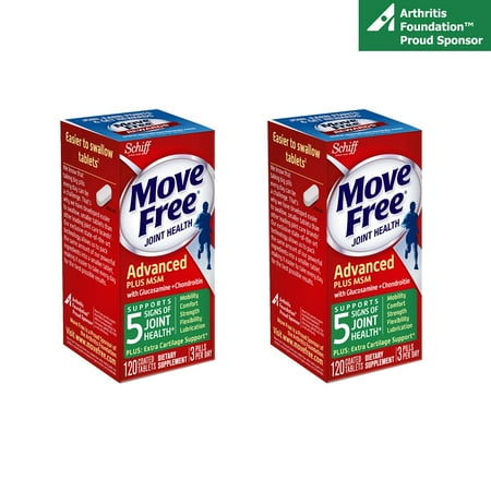 (2 Pack) Move Free Advanced Plus MSM, 120 tablets - Joint Health Supplement with Glucosamine and