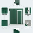 thumbnail image 6 of 5x3 FT Metal Outdoor Storage Shed with Lockable Door and Sloped Roof – Weather-Resistant Garden Shed for Backyard, Patio, Lawn, Green, 6 of 8