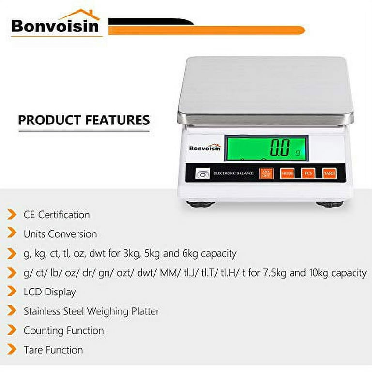 Bonvoisin Industrial Counting Weight Scale kg/g/lb/oz Electronic Digital  Inventory Counting Scale for Small Parts Coins Piece with Data
