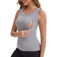 thumbnail image 4 of INSPIRE CHIC Women's Zippers Nursing Relaxed Fit Tank Wide Straps U-Neck Long Postpartum Vest L Light Gray, 4 of 6