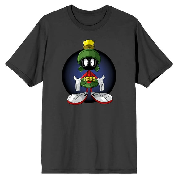 Looney Tunes Marvin The Martian Mars Bling Men's Charcoal T-shirt-Medium