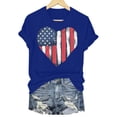 thumbnail image 5 of USA Flag Tee Shirt Women 4th of July Gift T Shirt Casual Short Sleeve American Proud T-Shirt Tops Blue,M, 5 of 6
