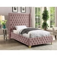 thumbnail image 3 of Meridian Furniture Savan Pink Velvet Twin Bed, 3 of 6