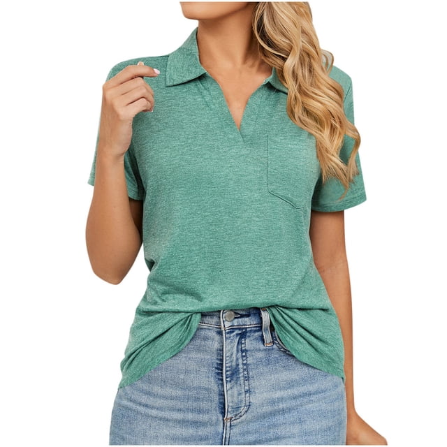 Birdeem T-Shirt à Manches Courtes Uni Col Mode pour Femmes Blouse Ample