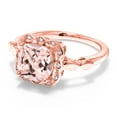 thumbnail image 2 of Gem Stone King 2.10 Ct 8mm Cushion Peach Nano Morganite White Created Sapphire 18K Rose Gold Plated Silver Ring, 2 of 6
