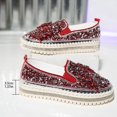 thumbnail image 7 of XIMIN Women's Platform Rhinestones Glitter Slip On Sneakers Cute Bowknot Flat Walking Loafers Comfy Breathe Canvas Hand-Stitching Platform Casual Fashion Dress Shoes, 7 of 7