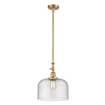 206-SG-G74-L-Innovations Lighting-Bell - 1 Light Stem Hung Mini Pendant In Industrial Style-15 Inches Tall and 12 Inches Wide-Satin Gold Finish-Seedy