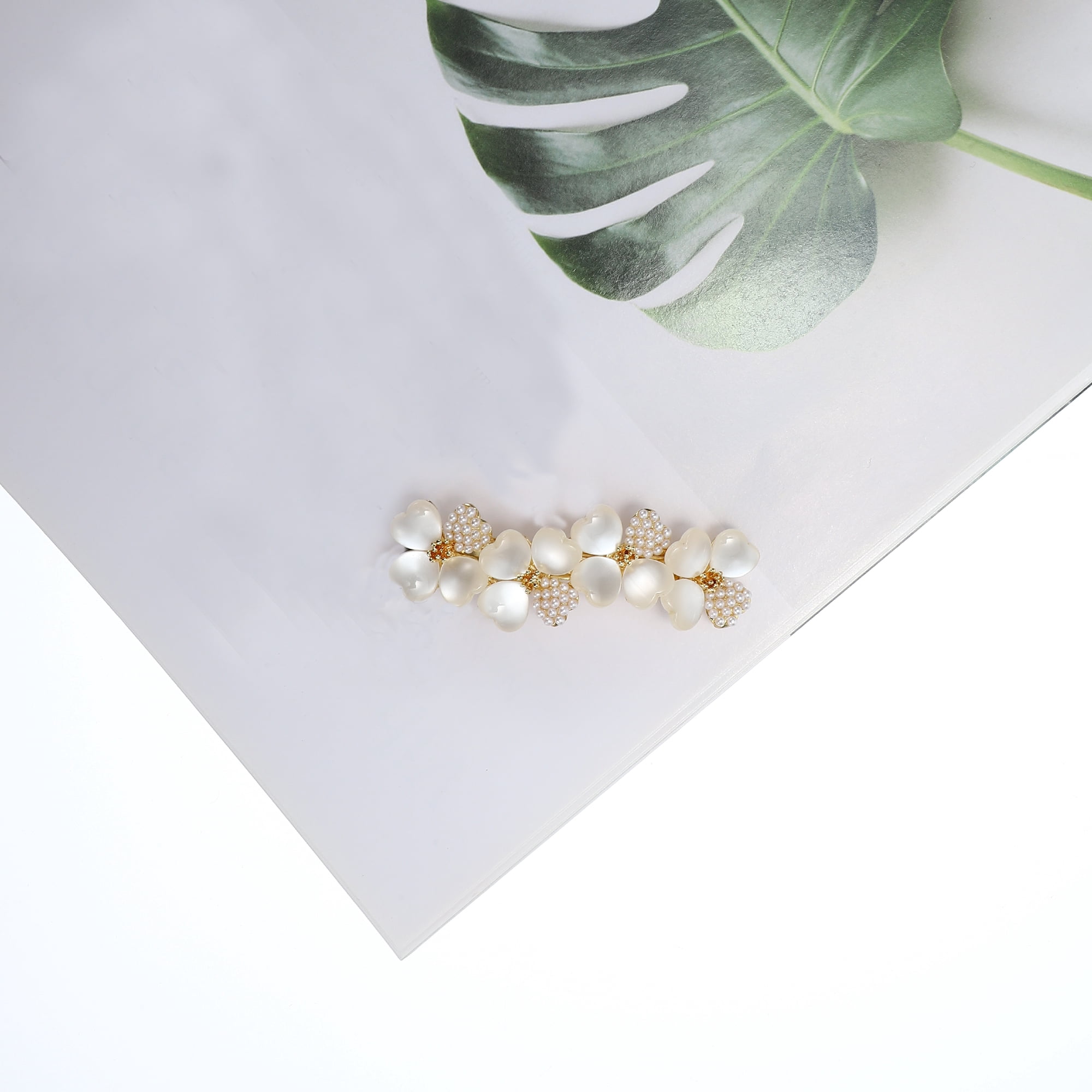Unique Bargains Vintage Rhinestone Hair Barrettes Flower Hairpin Accessories Champagne