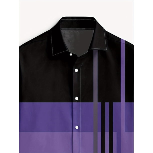 black dress shirt with gold stripes Men's & Geometric Striped - Lightweight Long-Sleeve Button-Down Shirt, Bold Modern Patterns in Black, Gold & Taupe Elegant Quinceanera Dresses