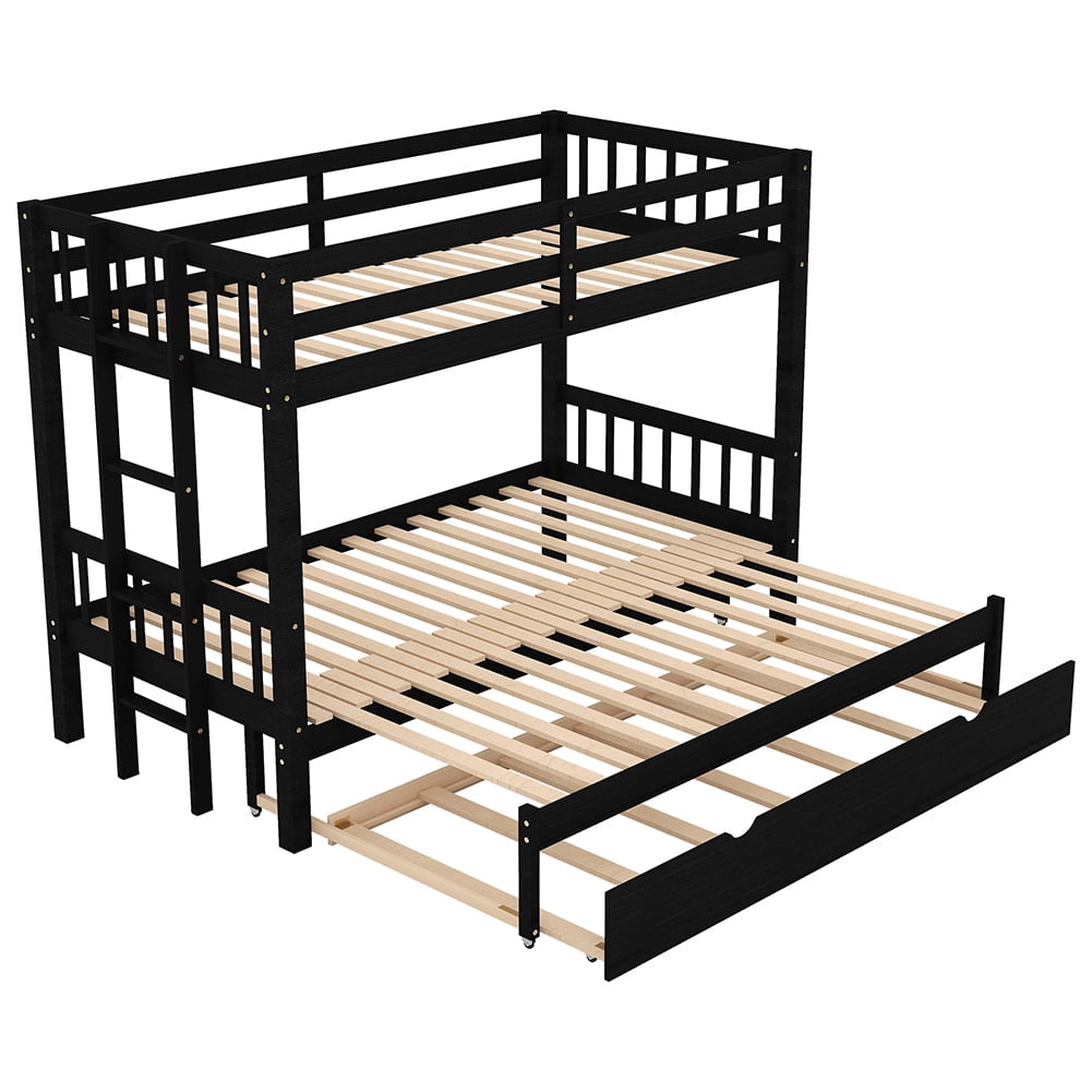 Kadyn Twin over Pull-out Bunk Bed with Trundle, 4 Beds in Compact Space, Espresso