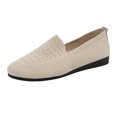 thumbnail image 2 of Hinvhai Women's Casual Slip On Flat Shoes Knit Round Toe Comfortable Walking Ballet for Summer Outfits with Low Heel Beige 6.5(38), 2 of 6