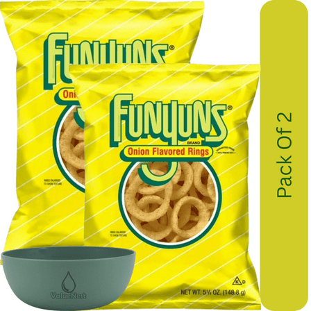 Funyuns Onion Flavored Rings, 5.25 oz Bag With Olive Green Bowl By ValueNest