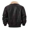 thumbnail image 2 of FLAVOR Men's Real Leather Bomber Jacket with Removable Collar Aviator (M, Dark Brown), 2 of 6