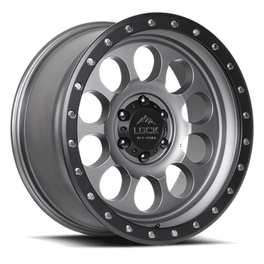 Lock OffRoad For 50CAL 17x9 6x139.7 0et 106.2 Matte Gray w/ Matte Black Ring Wheel