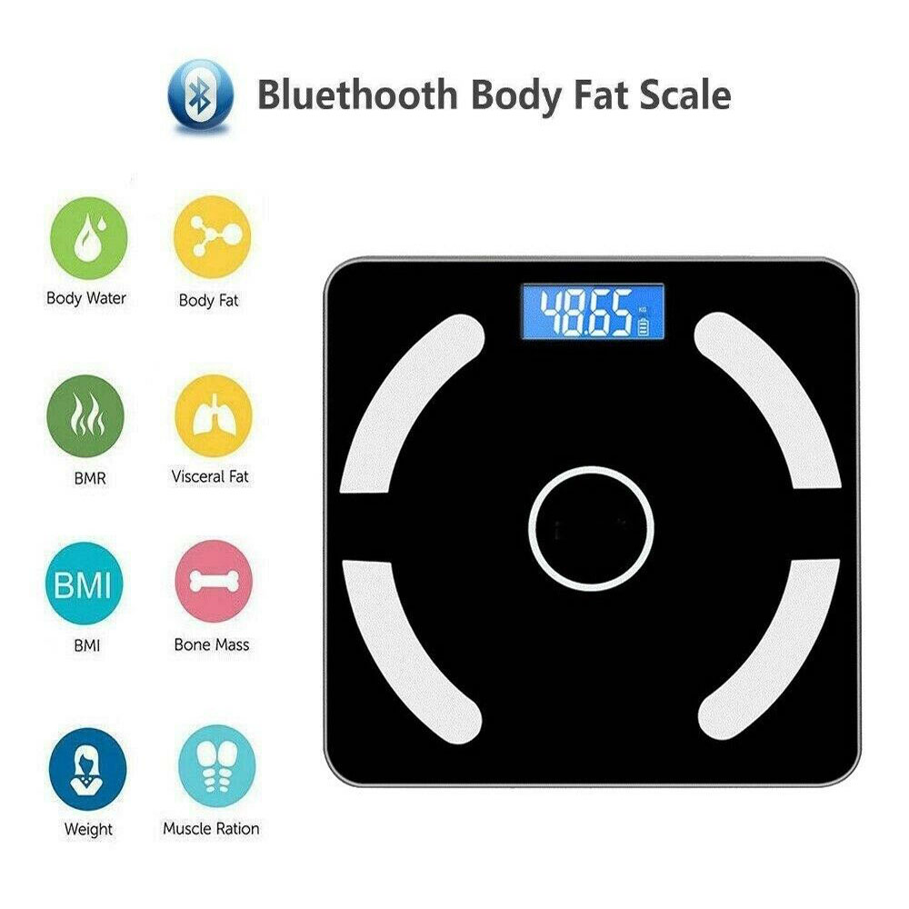 400 lbs Bluetooth Digital Bathroom Smart Body Fat Scales LCD Body Fat