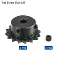 thumbnail image 3 of Uxcell #25 Chain Roller Sprocket, 6mm Bore 1/4" Pitch 16 Tooth Single Strand Chain Sprocket with Set Screws 2Pack, 3 of 6