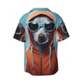 thumbnail image 5 of KLL Cool Dog In Hoodie Print Men's Shirt Short Sleeve Button Down Summer Cuba Beach Shirts- Large, 5 of 5
