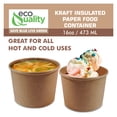 thumbnail image 6 of EcoQuality [75 Pack] 16 oz Disposable Kraft Paper Soup Containers - Pint Ice Cream Containers, Frozen Yogurt Cups, Restaurant, Microwavable, Take Out, Food Storage, Recyclable, 6 of 9