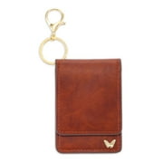 Women's Faux Leather ID Holder with Key Ring, Brown