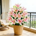 thumbnail image 4 of 23 Inch Light Pink Lilies Artificial Flowers,Faux Lily Flowers,Long Stem Tiger Lily Branch With 3 Full Blooms And 4 Leaves, Latex Real Touch Lilium Flower 18 Head Exquisite Silk Artificial Flowers, 4 of 4