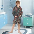 thumbnail image 5 of FORMRS Niños Bathrobe Unisex Hooded Robe Soft Plush Pajamas Sleepwear, Size 7-9T, Red Abstract Lines, 5 of 7