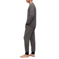 thumbnail image 4 of Dwelliawo Mens Soft Henley Pajamas Set Long Sleeve Tee and Pants with Pockets 2-Piece Lounge Pjs Loose Comfy Solid Trendy 2025 Fall Sleepwear Set Dark Gray 3xL, 4 of 5