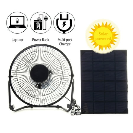 

USB Fan USB Solar Panel Powered Fan 5.5W Panel Outdoor Home Cooling Ventilation for Home Office Outdoor Traveling Fishing